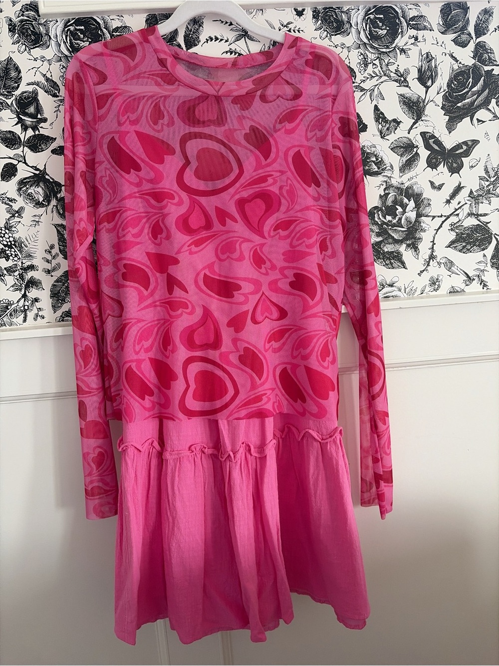 Amazon Pink Heart-Print Mini Dress